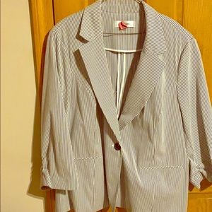 Jones studio blue and white stripped blazer